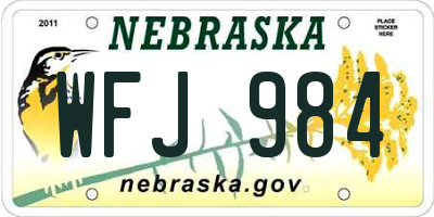 NE license plate WFJ984