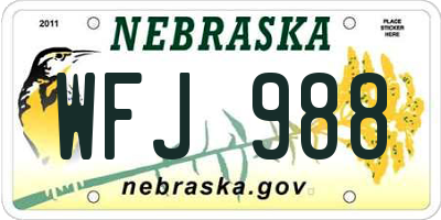 NE license plate WFJ988