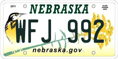 NE license plate WFJ992