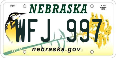 NE license plate WFJ997
