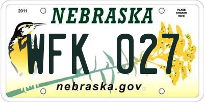 NE license plate WFK027