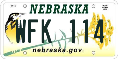 NE license plate WFK114