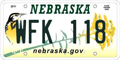 NE license plate WFK118