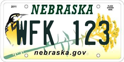 NE license plate WFK123
