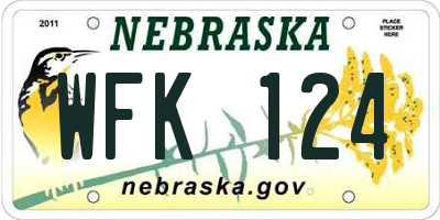 NE license plate WFK124