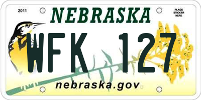 NE license plate WFK127