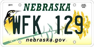 NE license plate WFK129