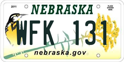 NE license plate WFK131