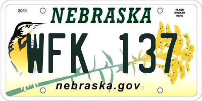 NE license plate WFK137
