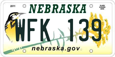 NE license plate WFK139