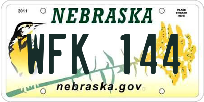NE license plate WFK144