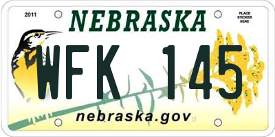 NE license plate WFK145