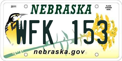 NE license plate WFK153