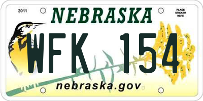 NE license plate WFK154