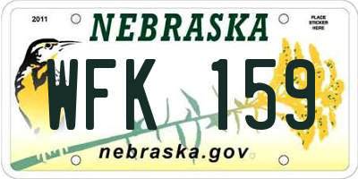 NE license plate WFK159
