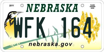 NE license plate WFK164