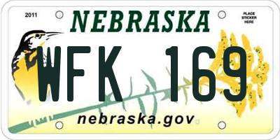 NE license plate WFK169