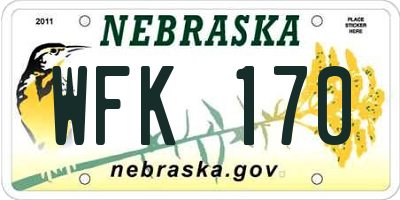 NE license plate WFK170