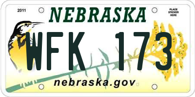 NE license plate WFK173