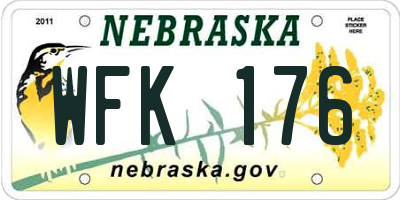 NE license plate WFK176