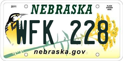 NE license plate WFK228