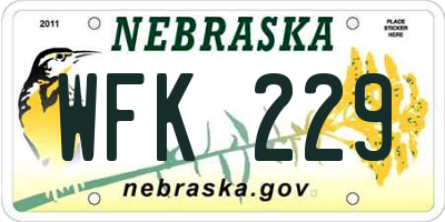 NE license plate WFK229