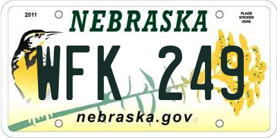 NE license plate WFK249