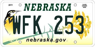 NE license plate WFK253
