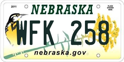 NE license plate WFK258