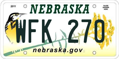 NE license plate WFK270