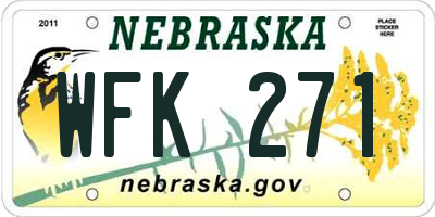 NE license plate WFK271