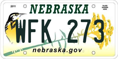 NE license plate WFK273