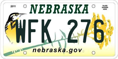 NE license plate WFK276