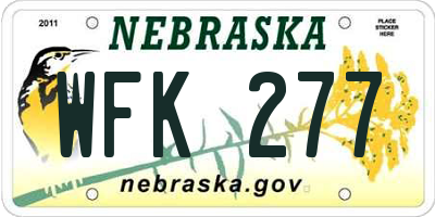 NE license plate WFK277