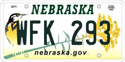 NE license plate WFK293