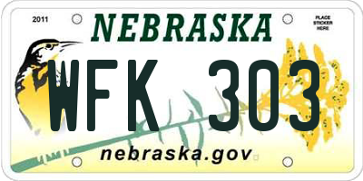 NE license plate WFK303