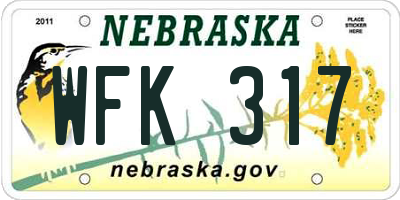 NE license plate WFK317
