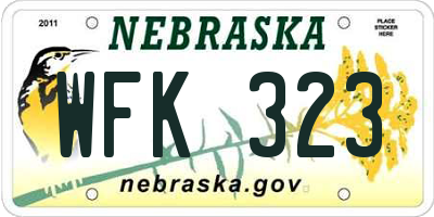 NE license plate WFK323