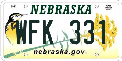 NE license plate WFK331
