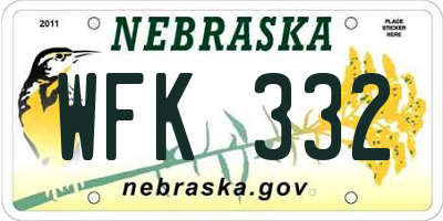 NE license plate WFK332