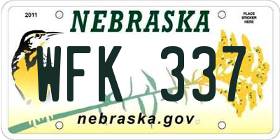 NE license plate WFK337