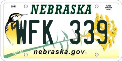 NE license plate WFK339