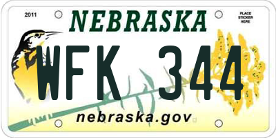 NE license plate WFK344