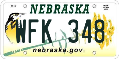 NE license plate WFK348