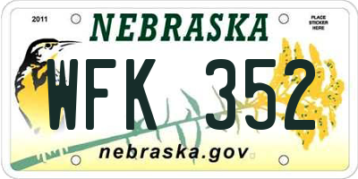 NE license plate WFK352