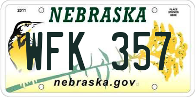 NE license plate WFK357