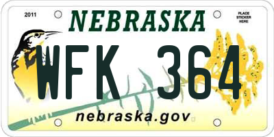 NE license plate WFK364