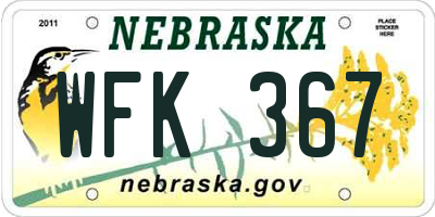 NE license plate WFK367