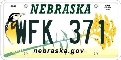 NE license plate WFK371