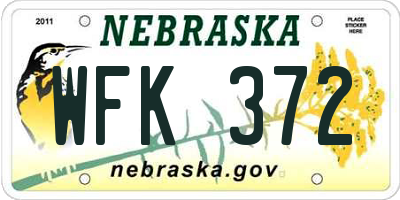 NE license plate WFK372